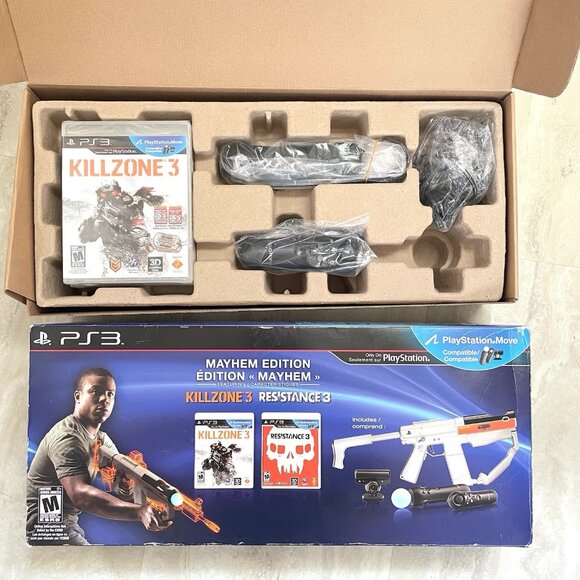 PS3 Resistance 3 Killzone 3 Mayhem Edition Gun Move Controllers Playstation 3 - Picture 1 of 16
